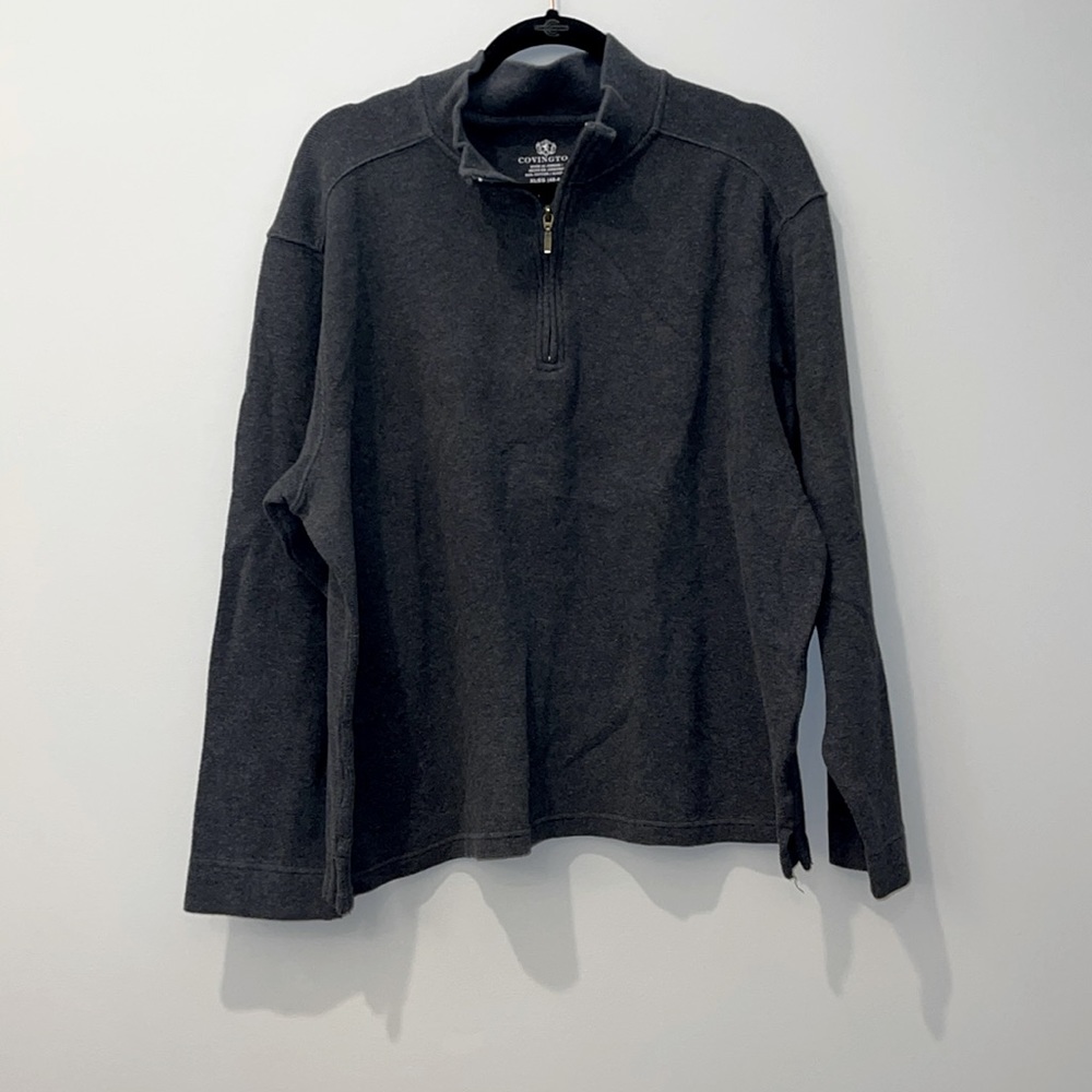 COVINGTON Men’s Dark Grey Half Zip Pullover Sweater (XL)